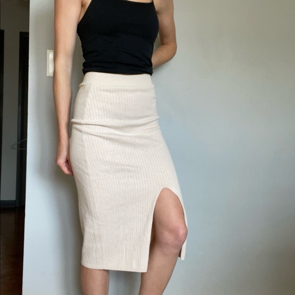 Free People Skyline Midi Skirt in Oatmeal Heather Small - Picture 8 of 8